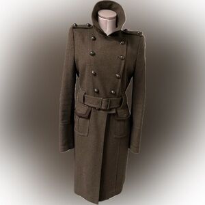 BCBGMaxAzria Dark Brown Military Trench Coat